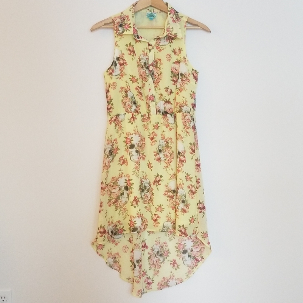 Skulls & Roses high-low button down dress
